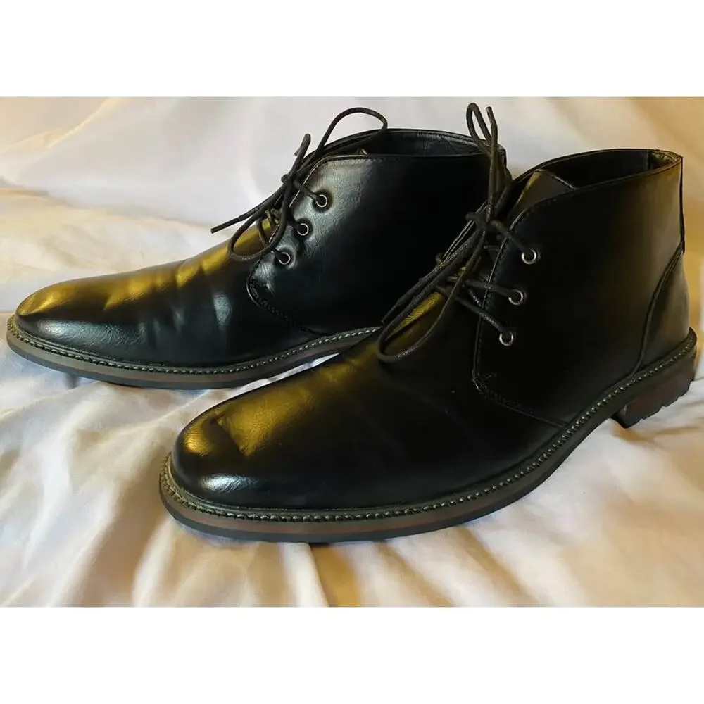 David Stone Men’s Black Leather Chukka Ankle Boots Size 11